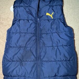 Puma Kids Navy Blue Vest with Yellow Logo